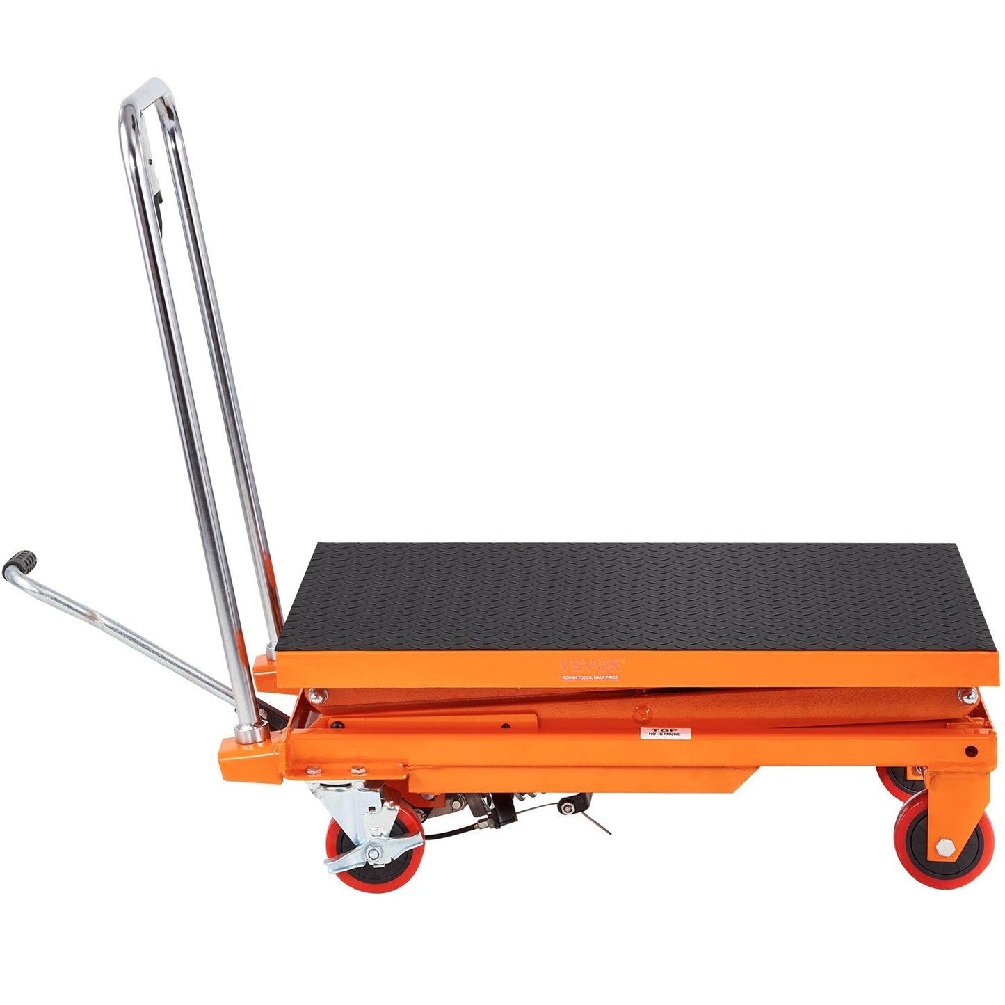 VEVOR Hydraulic Lift Table Cart, 330lbs Capacity  Lifting Height, Manual Double Scissor Lift Table With 4 Wheels And Non-slip Pad, Hydraulic Scissor Cart For Material Handling And Transportation